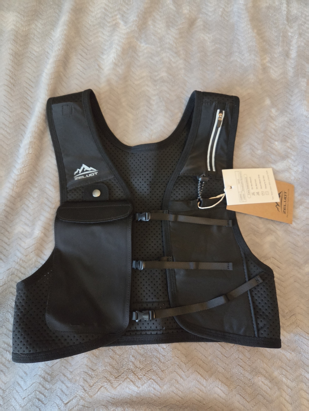 ZELIOT Black Mesh Utility Vest with Zipper Pocket